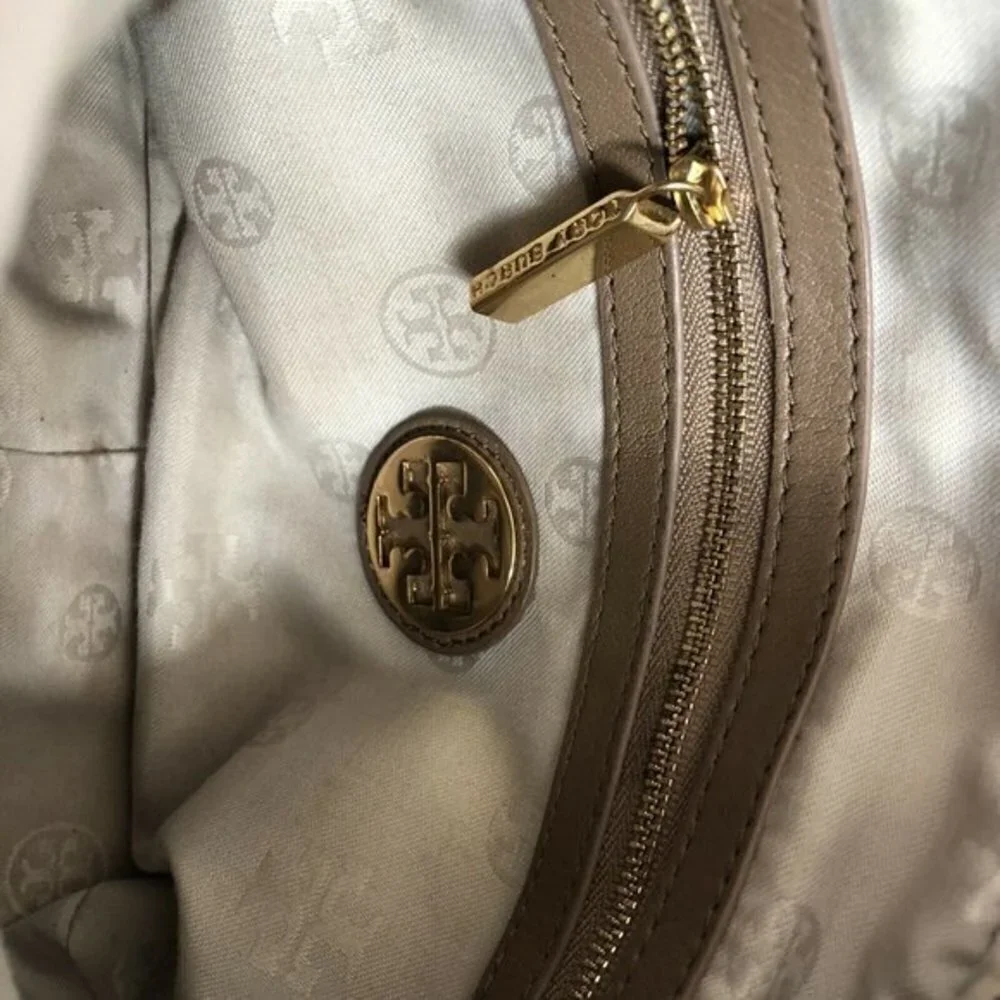 Tory Burch Handbag Satchel Leather Taupe